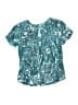 retrofête 100% Viscose Teal Blue Short Sleeve Blouse Size XS - photo 2