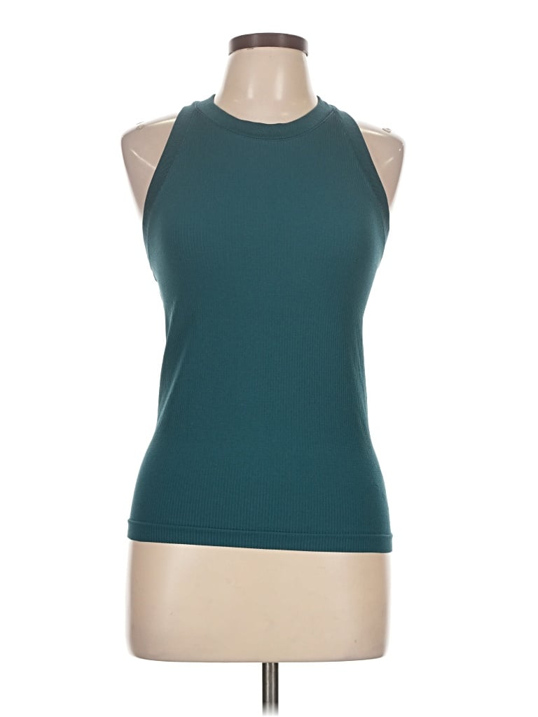 Pre-owned Unbranded Tank Top Teal Halter Neckline Tops In Blue