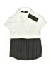 Jade 100% Cotton Color Block Silver White Short Sleeve Blouse Size 0 - photo 1