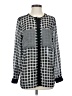 MICHAEL Michael Kors 100% Polyester Houndstooth Gray Long Sleeve Blouse Size S - photo 1