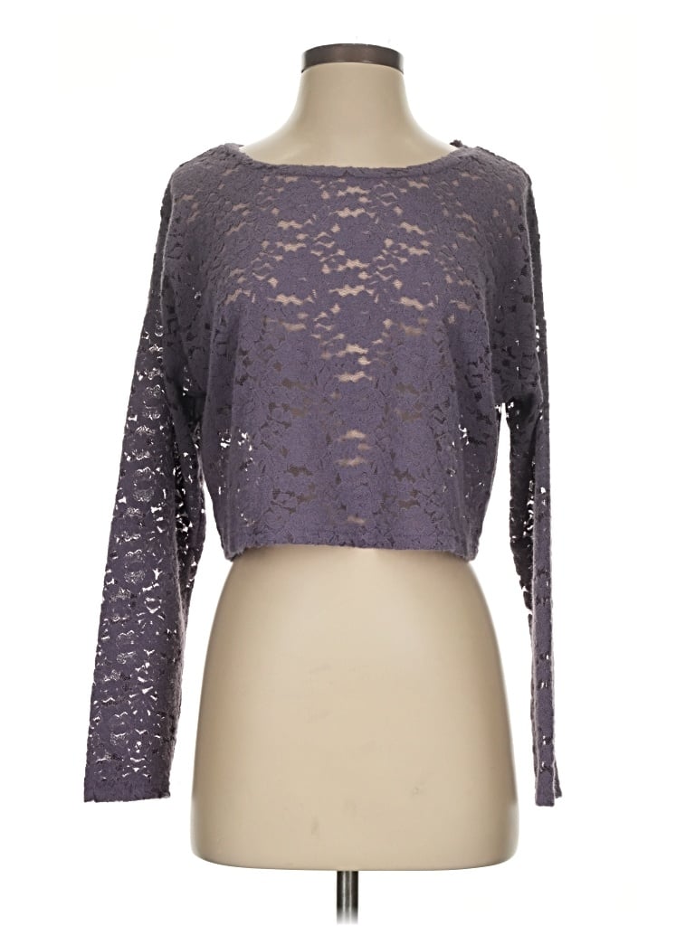 Pre-owned Natural Life Long Sleeve Top Purple Boatneck Tops