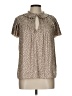 Gap 100% Polyester Animal Print Brown Short Sleeve Blouse Size L - photo 1