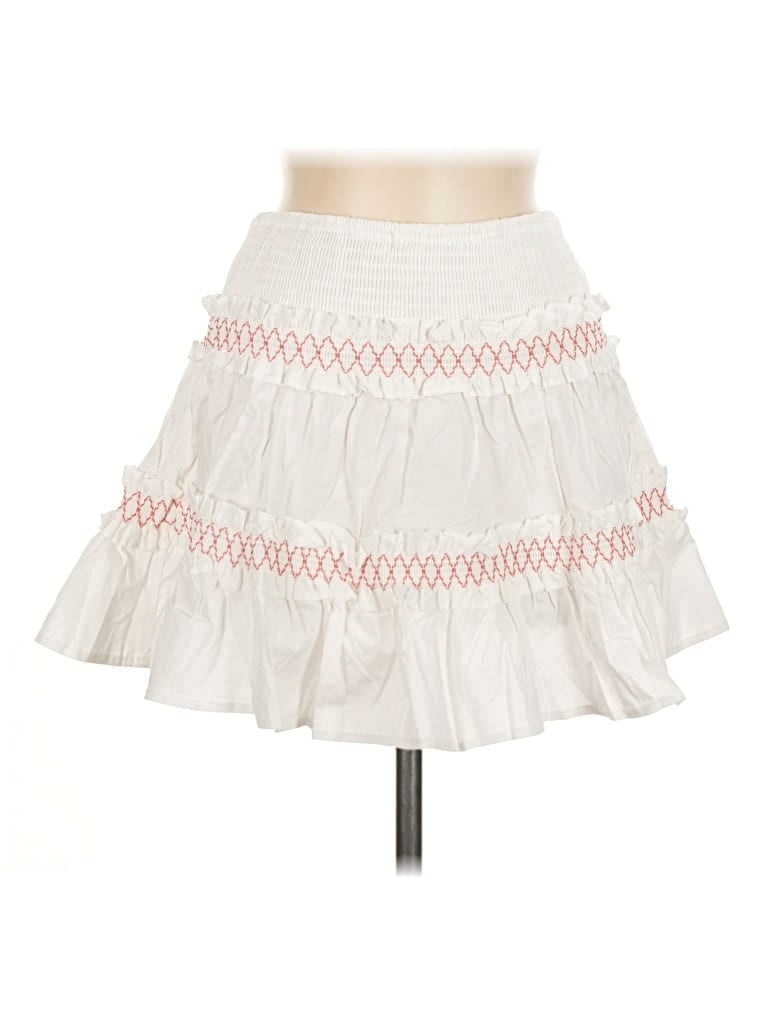 Main Strip Casual Skirt In White