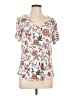Old Navy Floral Ivory Short Sleeve Blouse Size L - photo 1