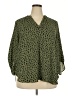 Lush 100% Polyester Animal Print Green 3/4 Sleeve Blouse Size 2X - photo 1