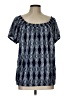 Daisy Fuentes 100% Polyester Blue Short Sleeve Blouse Size L - photo 1