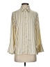Zara Stripes Ivory 3/4 Sleeve Button-Down Shirt Size S - photo 1