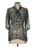 Francesca's Animal Print Silver 3/4 Sleeve Blouse Size L - photo 1