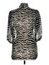 Francesca's Animal Print Silver 3/4 Sleeve Blouse Size L - photo 2
