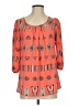 Pink Owl Orange 3/4 Sleeve Blouse Size S - photo 1