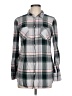 Merona 100% Rayon Plaid Gray Long Sleeve Button-Down Shirt Size L - photo 1