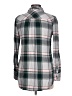 Merona 100% Rayon Plaid Gray Long Sleeve Button-Down Shirt Size L - photo 2