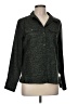Ecru 100% Silk Tweed Green Long Sleeve Silk Top Size M - photo 1