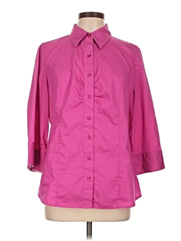 Fashion Bug 3/4 Sleeve Button-Down Shirt (view 1)