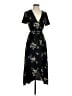 H&M 100% Polyester Floral Black Casual Dress Size 2 - photo 1