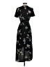 H&M 100% Polyester Floral Black Casual Dress Size 2 - photo 2