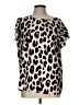 Unbranded 100% Polyester Animal Print Ivory Short Sleeve T-Shirt Size L - photo 1