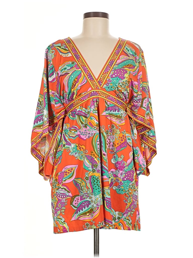 Trina Turk 3/4 Sleeve T-Shirt: Orange Tops - Size Medium