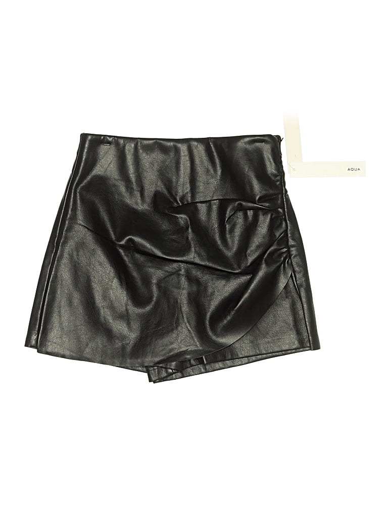 Pre-owned Aqua Faux Leather Skirt In Black