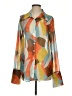 PrettyLittleThing 100% Polyester Color Block Orange Long Sleeve Blouse Size 2 - photo 1
