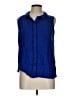 Elle Blue Sleeveless Button-Down Shirt Size L - photo 1