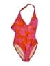 Speedo Print Pink Orange One Piece Swimsuit Size 10 - photo 1
