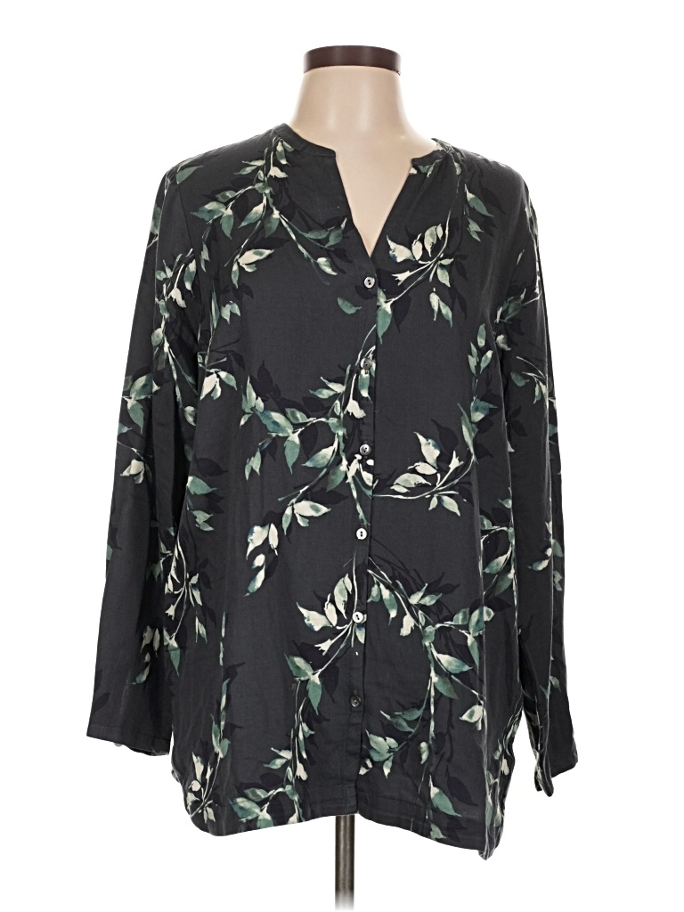 Pre-owned Purejill 3/4 Sleeve Blouse In Black