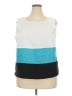 Perceptions 100% Polyester Color Block Teal Sleeveless Blouse Size 18W - photo 1