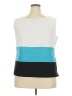 Perceptions 100% Polyester Color Block Teal Sleeveless Blouse Size 18W - photo 2