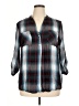 Joe Fresh 100% Rayon Plaid Blue 3/4 Sleeve Button-Down Shirt Size 1X - photo 1