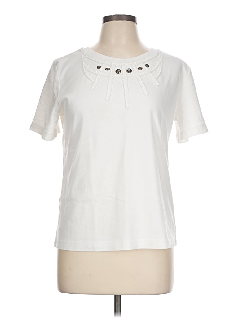 Pre-owned Southern Lady Short Sleeve Blouse In White