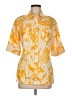 J. McLaughlin 100% Linen Tropical Yellow 3/4 Sleeve Button-Down Shirt Size 8 - photo 1