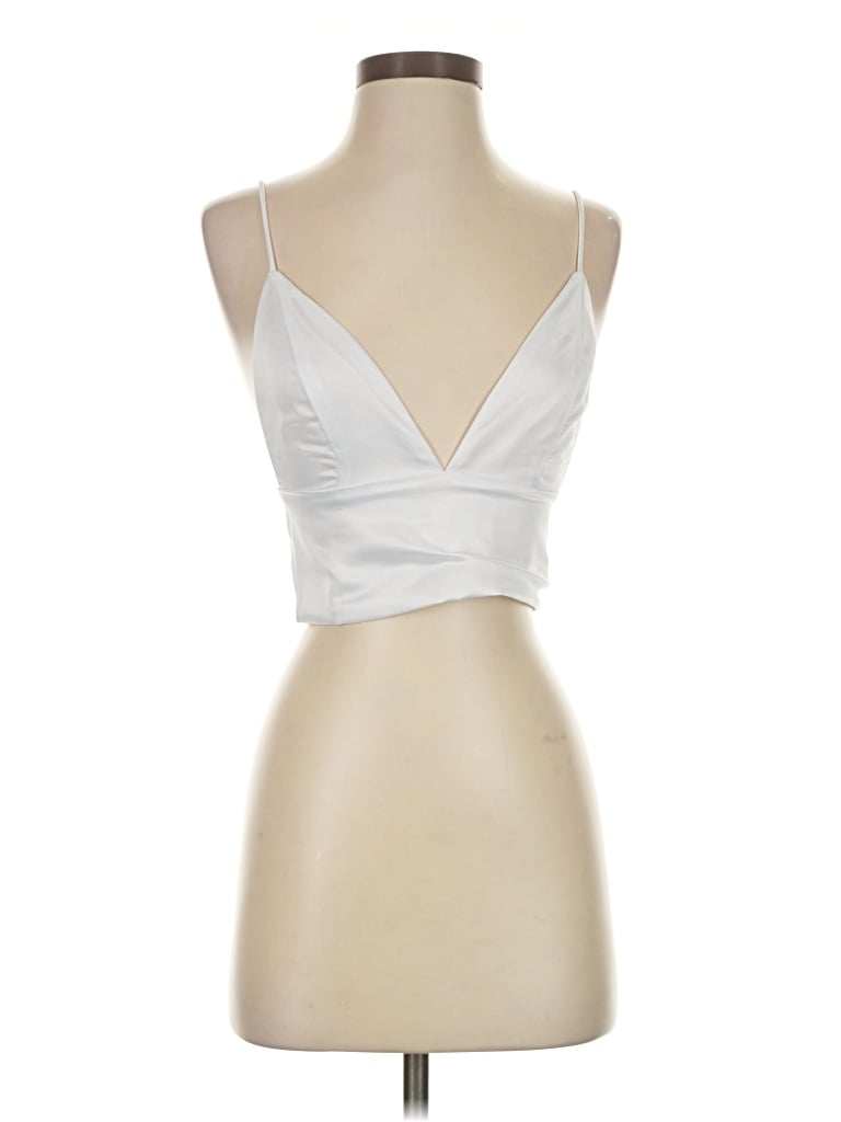 Pre-owned Superdown Tank Top Silver Strapless Neckline Tops