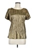 Elementz 100% Polyester Metallic Gold Short Sleeve Blouse Size M - photo 1