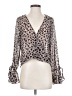 Superdown 100% Polyester Animal Print Silver Long Sleeve Blouse Size S - photo 1