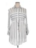 Passport 100% Rayon Stripes Silver 3/4 Sleeve Blouse Size XL - photo 1