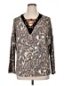 White Birch Animal Print Brown Pullover Sweater Size L - photo 1
