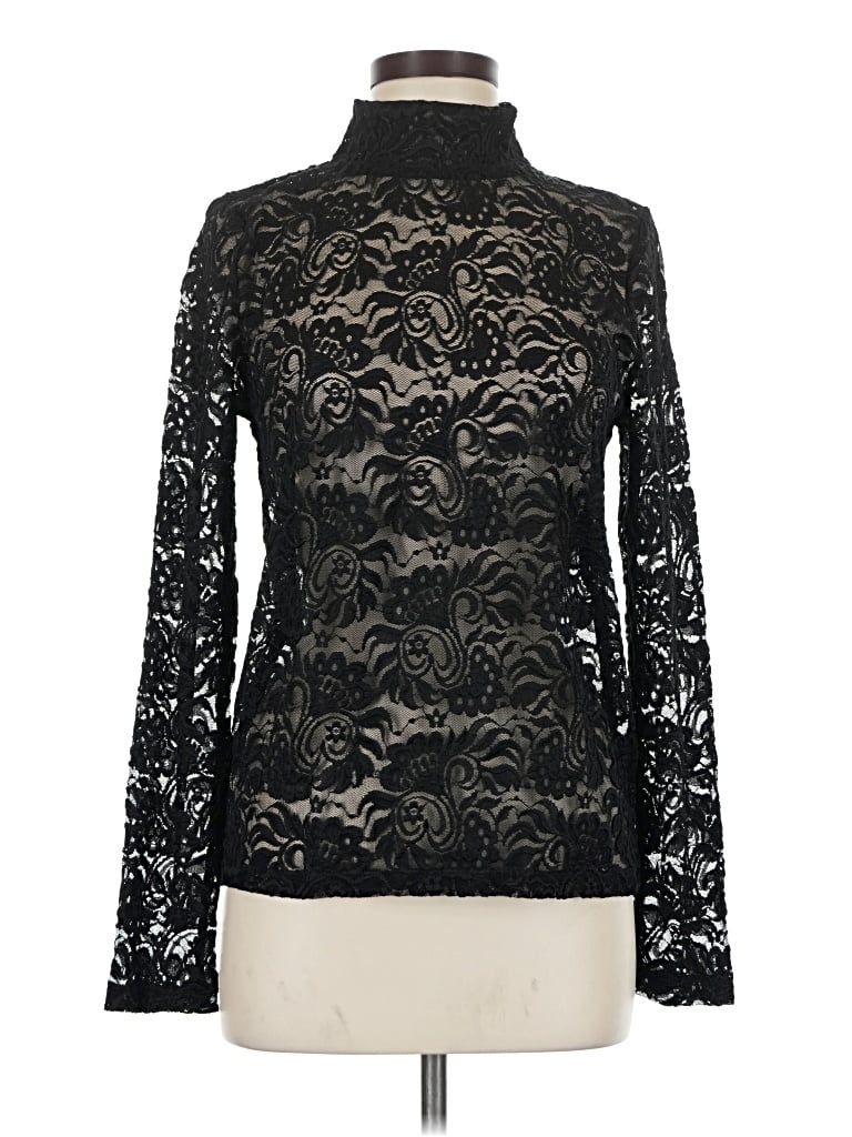 Ann Taylor Loft Long Sleeve Top Black Turtleneck Tops