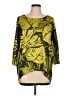 Coldwater Creek 100% Polyester Green Yellow 3/4 Sleeve Blouse Size L - photo 1