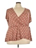 ModCloth Polka Dots Brown Short Sleeve Blouse Size 4X - photo 1