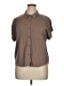 Moa Moa Solid Brown Short Sleeve Blouse Size XL - photo 1