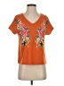 Shein Floral Orange Short Sleeve T-Shirt Size 4 - photo 1