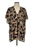 Adrienne Animal Print Brown Short Sleeve Blouse Size S - photo 1