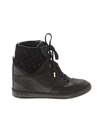 Louis Vuitton Leather and Suede Millennium Wedge Sneakers (view 1)