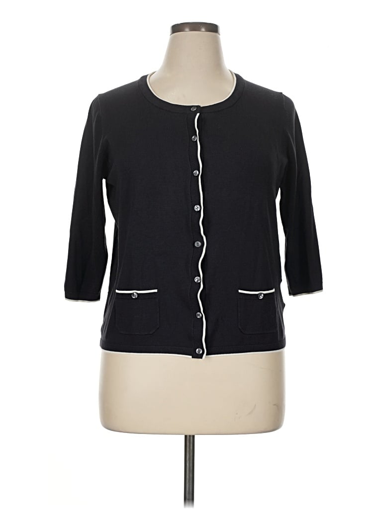 Pre-owned Lands' End Cardigan Sweater In Black