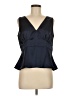 Ann Taylor LOFT 100% Polyester Solid Blue Black Sleeveless Blouse Size 6 - photo 1