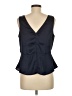 Ann Taylor LOFT 100% Polyester Solid Blue Black Sleeveless Blouse Size 6 - photo 2