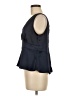 Ann Taylor LOFT 100% Polyester Solid Blue Black Sleeveless Blouse Size 6 - photo 5