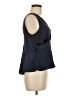 Ann Taylor LOFT 100% Polyester Solid Blue Black Sleeveless Blouse Size 6 - photo 4