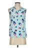 Talbots 100% Viscose Floral Blue Sleeveless Button-Down Shirt Size S - photo 1